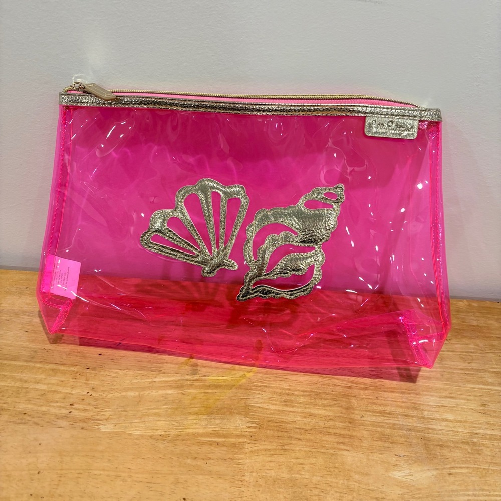 Lilly Pulitzer PVC Havana Motif Beach bag Pink Clear Vinyl Shells